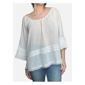 Hatch Plage Collection Boho Cotton Gauze Maternity Top Cream One Size